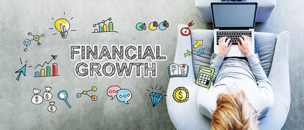 Financial Growth text with man — Stock Photo, Image