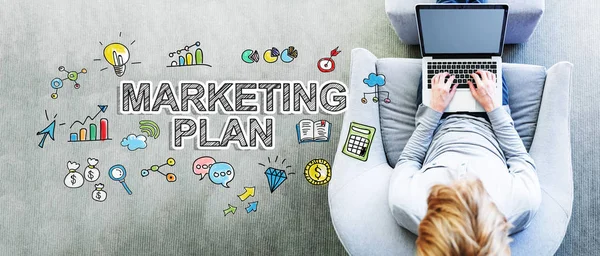 Plan de Marketing texto con el hombre — Foto de Stock