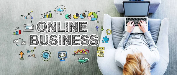 Online Business text med man — Stockfoto