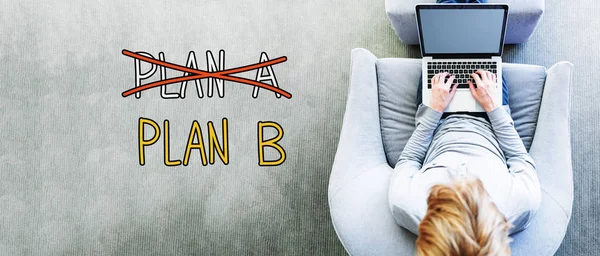 Plan B tekst met man — Stockfoto