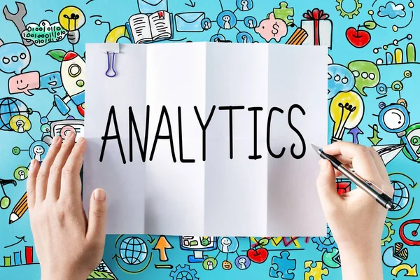 Analytics metin elle — Stok fotoğraf