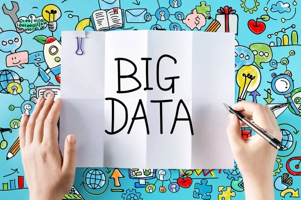 Big Data text s rukama — Stock fotografie