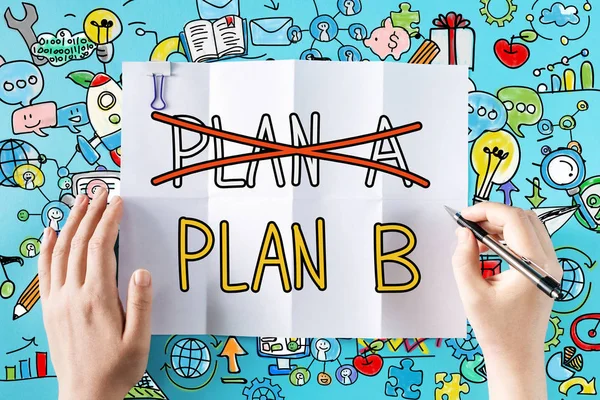 Plan B tekst met handen — Stockfoto