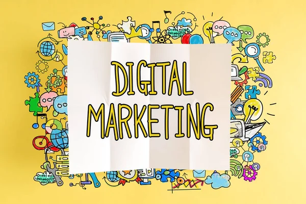 Digitale Marketing tekst met illustraties — Stockfoto