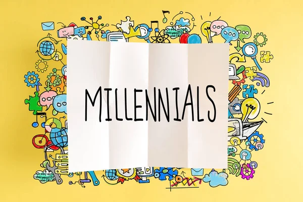 Millennials text with illustrations — Stock Photo, Image