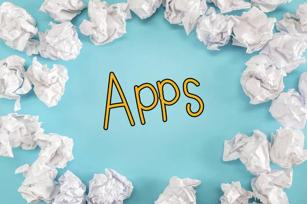 Apps tekst met papier ballen — Stockfoto