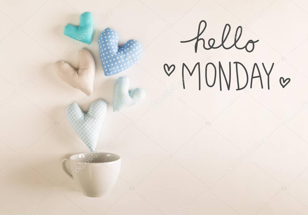 Hello Monday message with cushions