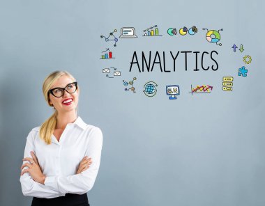 iş kadını ile Analytics metin