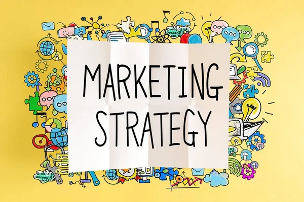 Marketing strategies text with colorful illustrations — Stock Photo, Image