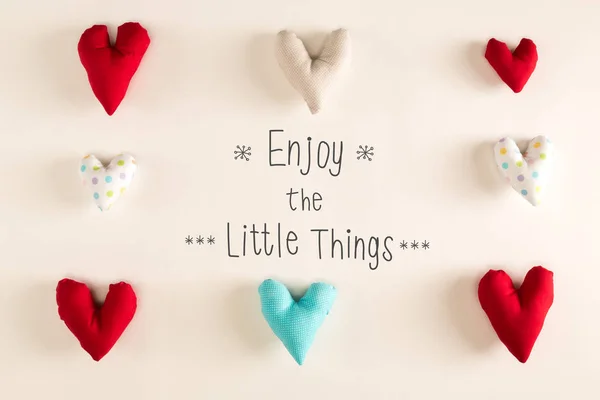 Message with blue heart cushions — Stock Photo, Image