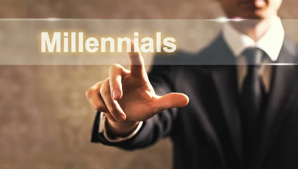 Millennials texto con hombre de negocios — Foto de Stock