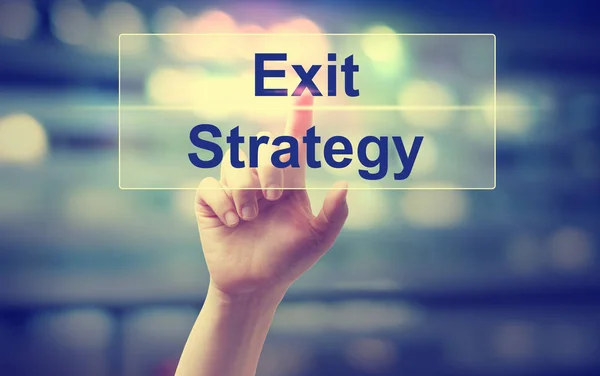 Exit Strategy Konzept mit der Hand — Stockfoto