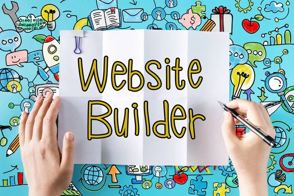 Website Builder inscription with hands — Stock Photo, Image
