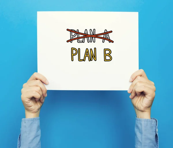 Plan B tekst op witte poster — Stockfoto