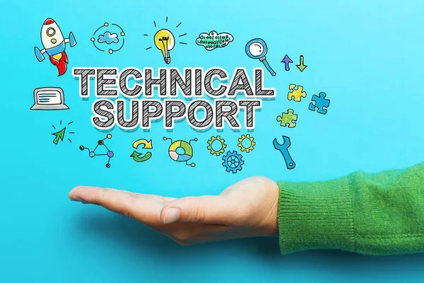 Technische ondersteuning-concept met de hand — Stockfoto