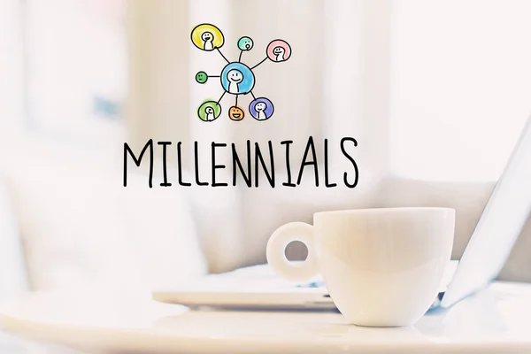 Millennials-Konzept mit einer Tasse Kaffee — Stockfoto