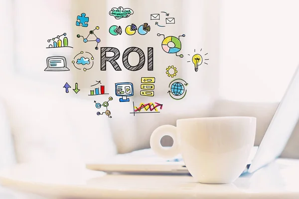 ROI concept with a cup of coffee — Stock Photo, Image