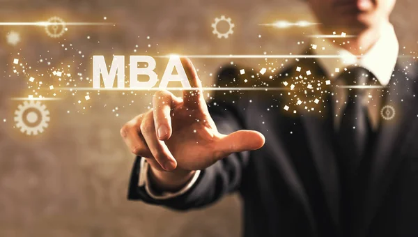 MBA κείμενο με επιχειρηματία — Φωτογραφία Αρχείου