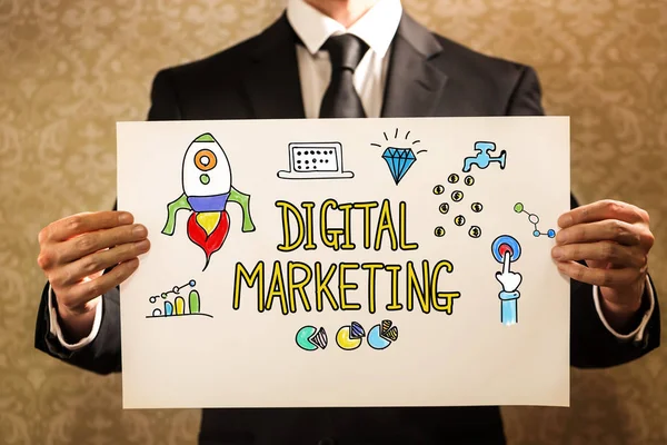 Testo di Digital Marketing con uomo d'affari — Foto Stock