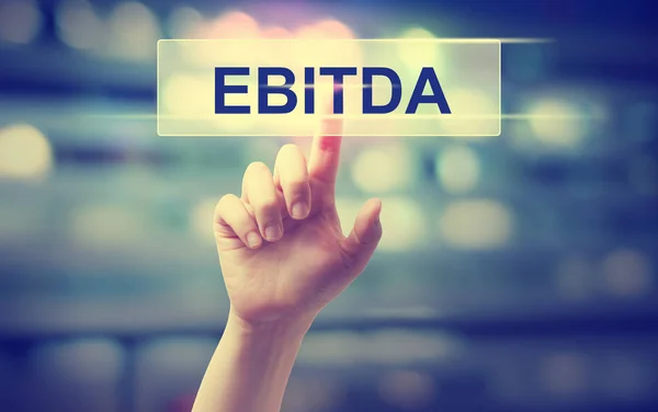 EBITDA koncept med hand — Stockfoto