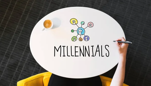 Millennials text på ett vitt bord — Stockfoto