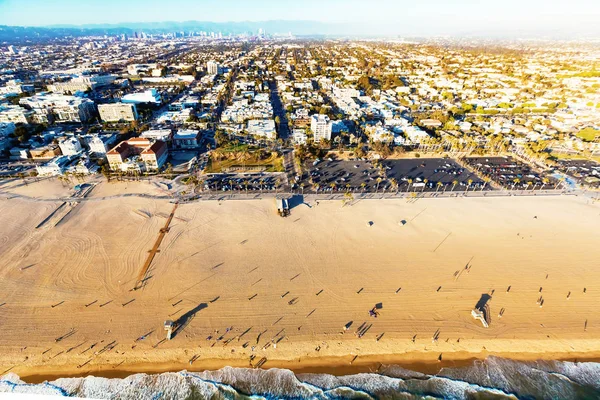 Santa Monica beach z góry — Zdjęcie stockowe