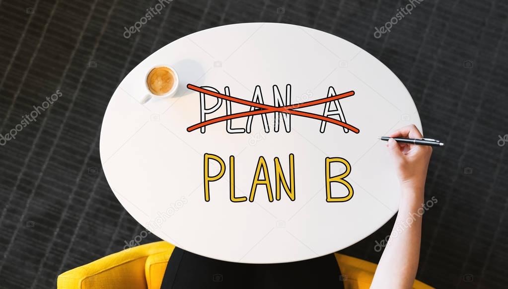 Plan B text on a white table