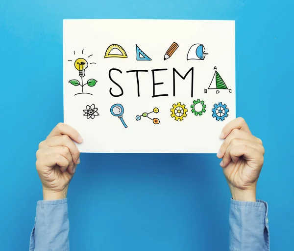 Texto STEM en un cartel blanco — Foto de Stock