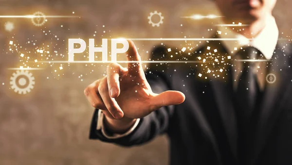 PHP-Text mit Geschäftsmann — Stockfoto