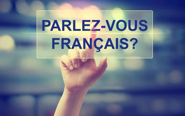 Parlez Vous Francais concept with hand — Stockfoto