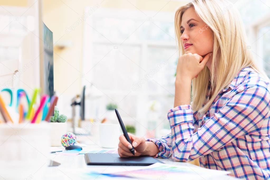 designer using her graphic tablet