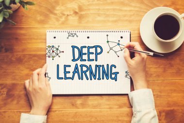 Metin bir kalem tutan bir kişi ile öğrenme derin