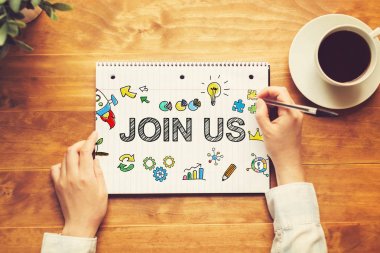 Bize bir kalem tutan bir kişi ile metin katılın