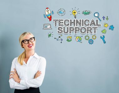 İş kadını ile teknik destek metin