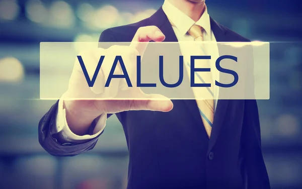 Values text with Businessman — Stock Photo, Image