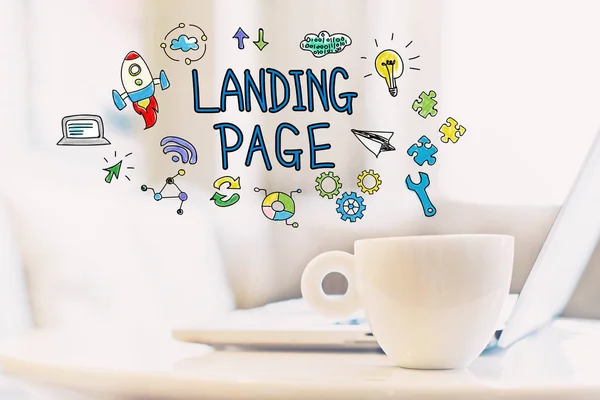 Landing Page concept met een kopje koffie — Stockfoto