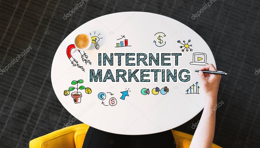 Internet Marketing text on a white table