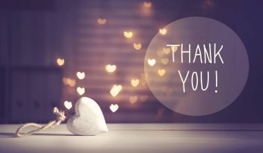 Thank You message with heart  clipart