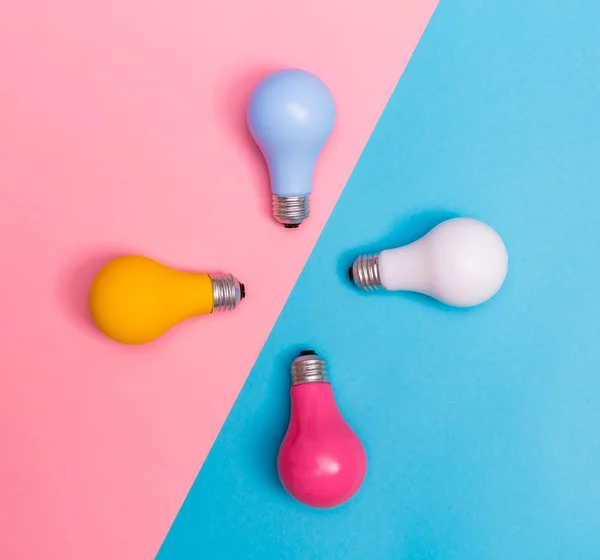 Four Colored light bulbs — Stock Photo, Image