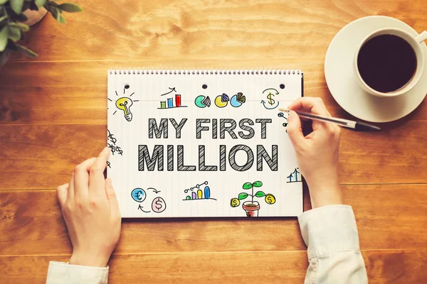 My First Million text with a person holding a pen — Stock Photo, Image