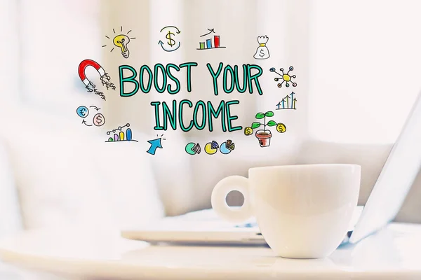 Stimuleren van uw inkomen concept met een kopje koffie — Stockfoto