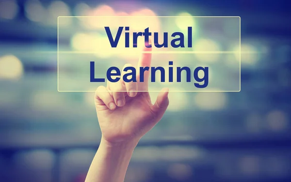 Virtuellt lärande koncept med hand — Stockfoto