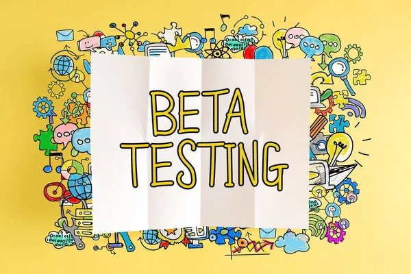 Beta Testing text with colorful illustrations — Stock Photo, Image