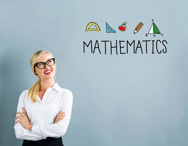 Matemáticas texto con mujer de negocios —  Fotos de Stock