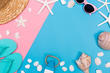 Canlı bir arka plan üzerine yaz ve plaj nesneleri Tema