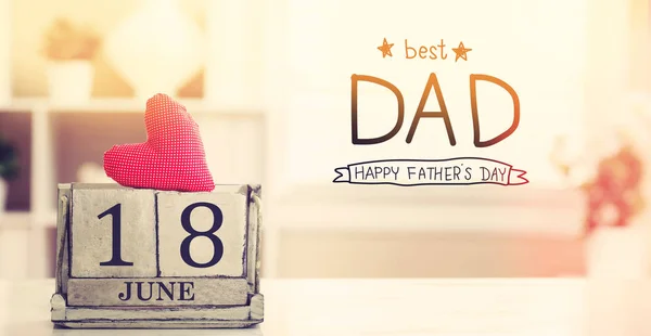 18 juni bästa pappa meddelande med kalender — Stockfoto