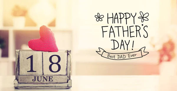 18 Junio Feliz Día del Padre Mensaje con calendario — Foto de Stock