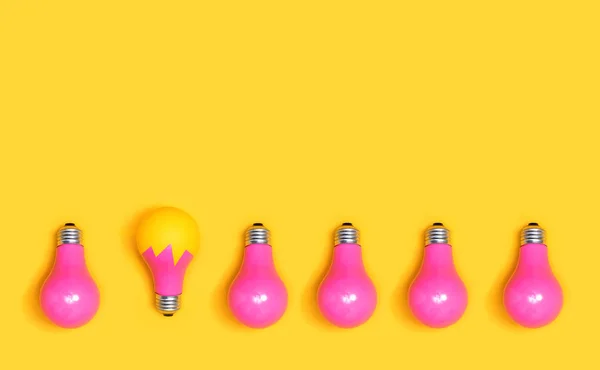 Colored light bulbs aligned