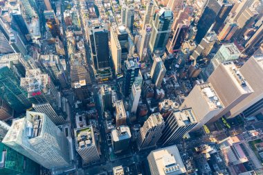 Gün batımında havadan görünümü Times Square New York City