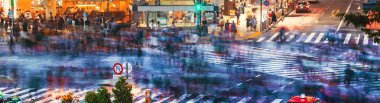 Shibuya, Tokyo, Japonya Crossing, kalabalık yakınsama